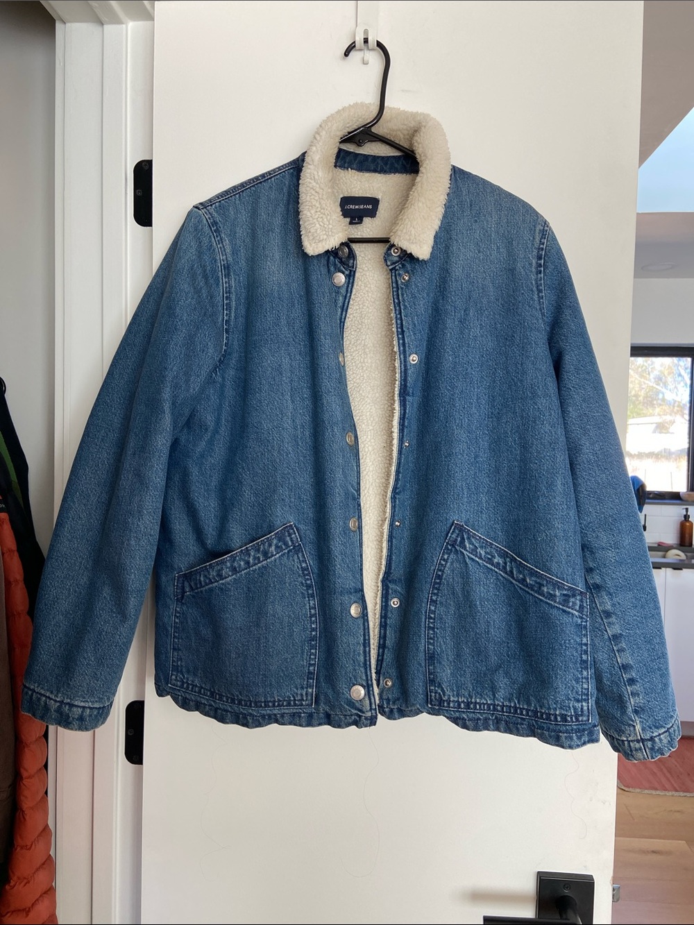 JCrew Women's Blue Denim Sherpa-Lined Jacket